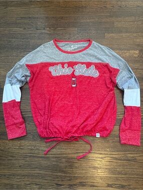 Colosseum Red and Gray Ohio State Long-Sleeve Raglan Tee